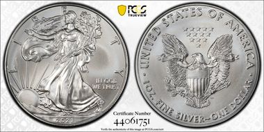 2021 $1 Silver Eagle - Type 1 First Strike MS70