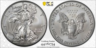 2021 $1 Silver Eagle - Type 1 First Strike MS70