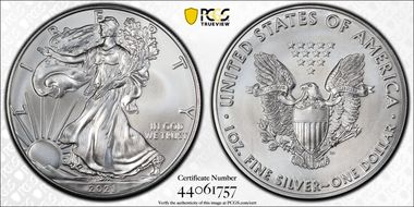2021 $1 Silver Eagle - Type 1 First Strike MS70