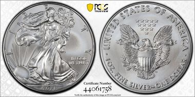 2021 $1 Silver Eagle - Type 1 First Strike MS70