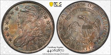 1820 50C Sq. 2, Lg Date, Knob 2 MS64