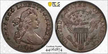 1806 50C 6 over Inverted 6 AU58