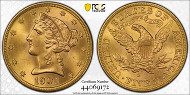 1901-S $5 MS64+