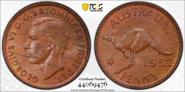 1952 A. (p) 1D London Reverse MS64BN