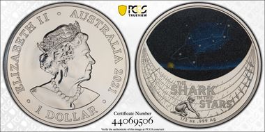 2021 $1 Shark in the Stars Colorized MS70
