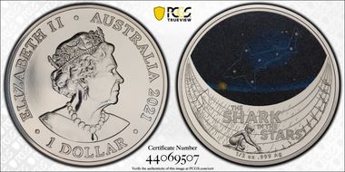 2021 $1 Shark in the Stars Colorized MS70