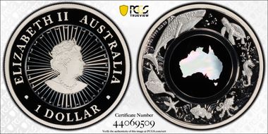 2021-P $1 Great Southern Land - Ocean Mother of Pearl Insert PR69DCAM