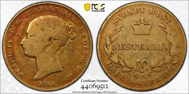 1856-SY 1/2 Sov No Berry above L of HALF F15