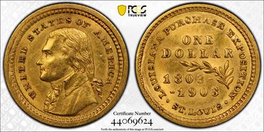 1903 G$1 LA Purchase, Jefferson AU55