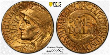 1915-S G$1 Panama-Pacific AU58