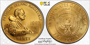 1997-W $5 F.D.R. MS70