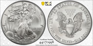 2021 $1 Silver Eagle - Type 1 MS70