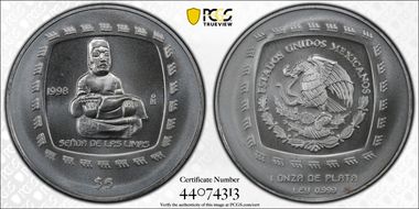 1998-Mo 5 Peso Señor de las Limas KM-595 Ag MS69