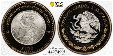 2013-Mo 100 P Scale of Justice Coin Numismatic Heritage PL69