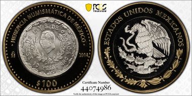 2014-Mo 100 P Oaxaca Revolution 1916 Numismatic Heritage PL70