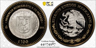 2014-Mo 100 P Oaxaca Royalist 1812 Numismatic Heritage PL70