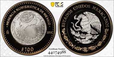 2014-Mo 100 P Carlos IV 1806 Guiana C/S Numismatic Heritage PL70