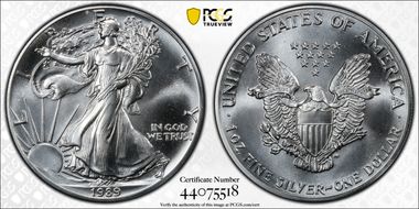 1989 $1 Silver Eagle MS69