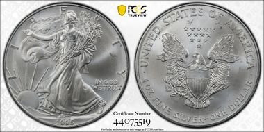 1995 $1 Silver Eagle MS68