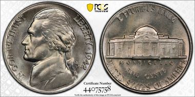 1942 5C Nickel MS67+ FS