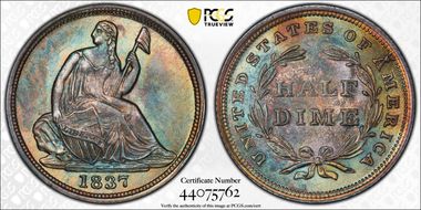 1837 H10C Seated, Small Date MS65