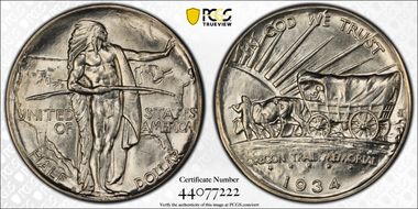 1934-D 50C Oregon MS65