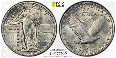 1928-S 25C AU58FH