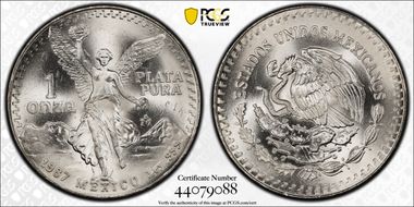 1987-Mo Onza Libertad Ag MS66