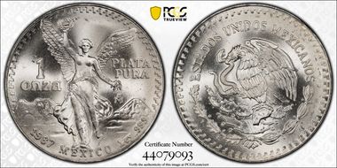 1987-Mo Onza Libertad Ag MS67