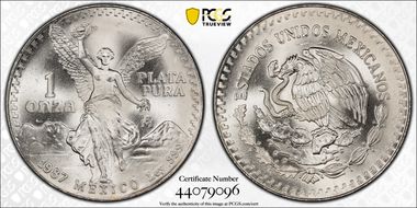 1987-Mo Onza Libertad Ag MS67