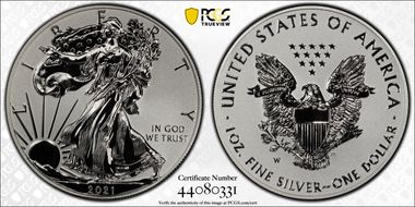 2021-W $1 Silver Eagle Rev PR - Type 1 Designer Edition PR70
