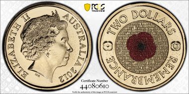 2012-C $2 Remembrance Day Colorized MS66