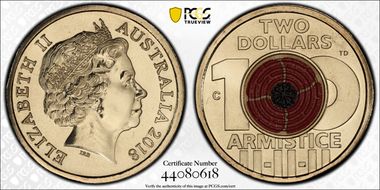 2018-C $2 Armistice Centenary Colorized MS69