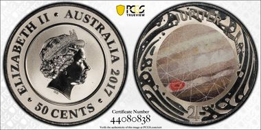 2017 50C Planetary Coins Jupiter Colorized MS70