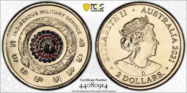 2021 $2 Indigenous Military Service Colorized MS67