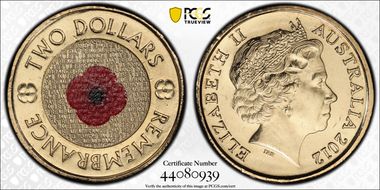 2012 $2 Remembrance Day Colorized MS67