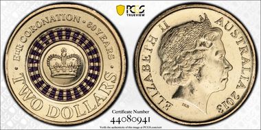 2013 $2 Coronation Colorized MS64