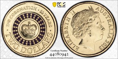 2013 $2 Coronation Colorized MS66