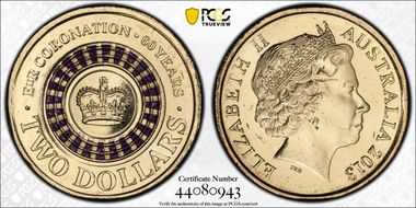 2013 $2 Coronation Colorized MS64