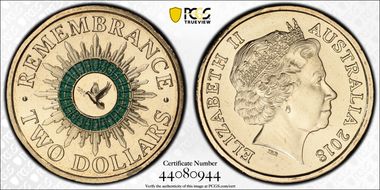 2018 $2 Remembrance Dove Colorized 30th Ann. $2 Coin MS67
