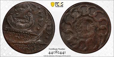 1787 Fugio 1C States United, 4 Cinq XF40BN