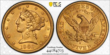 1902-S $5 AU55