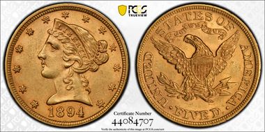 1894 $5 MS62