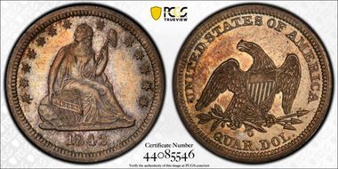 1842-O 25C Large Date MS62