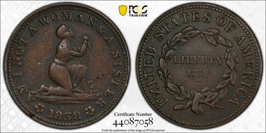 1838 Token HT-81A Copper  Am I Not A Woman VF30BN