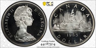 1965 S$1 Type 2 Sm Beads, Bl 5 Ag PL67CAM