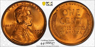 1957 1C MS67RD