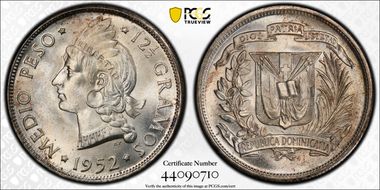 1952 1/2 P KM-21 Ag MS65+
