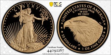 2021-W $50 Gold Eagle - Type 2 PR70DCAM