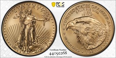 2021-W $50 Burnished Gold Eagle - Type 2 SP70